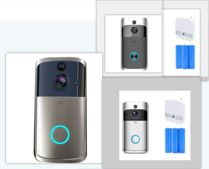 wireless video doorbell camera showing the device and accessories, designed for home security and visitor management.