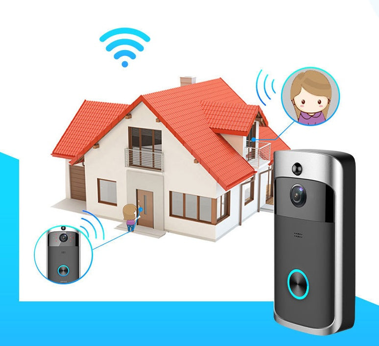 wireless video doorbell camera connects to a home for seamless communication and security.