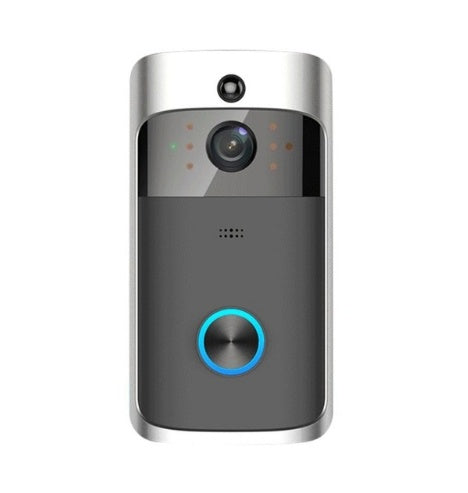 wireless video doorbell camera with sleek design and integrated video call features.