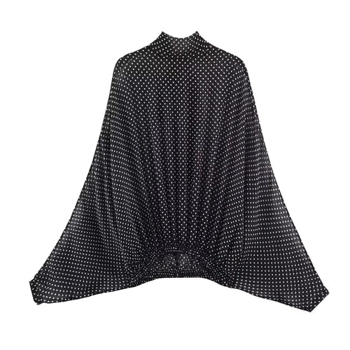 KONDALA Vintage Polka Dot Women Sets Chiffon Bow Tie Loose Blouses