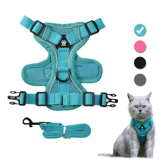 Cat Harness and Leash Set Escape Proof Reflective Outdoor Walking