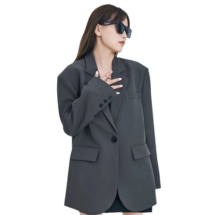 Blazers Women Jackets Lapel Blazer Coat Long Sleeve Single Button Work